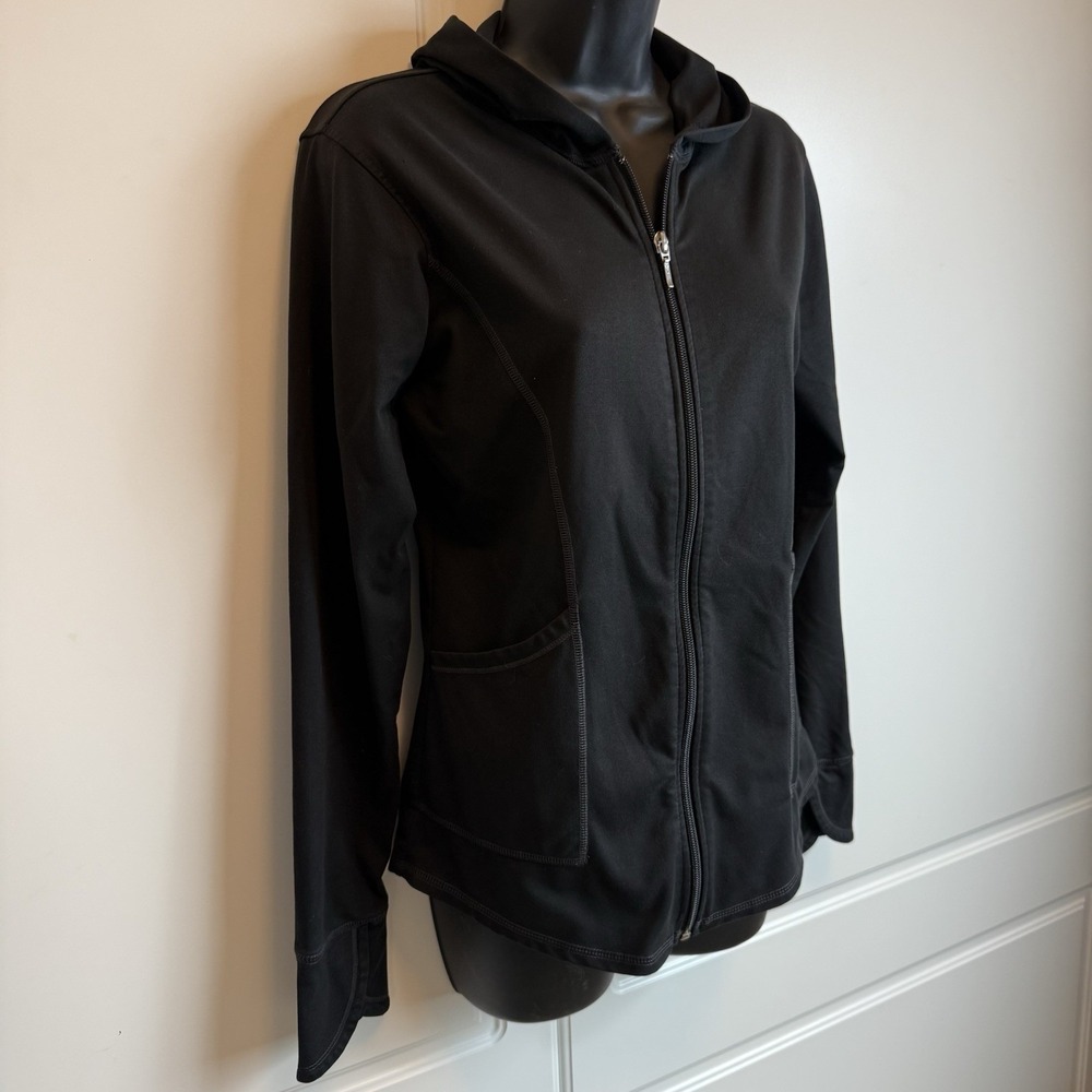 Lucy Full Zip Jacket Fitted Black Yoga Activewear Women's S